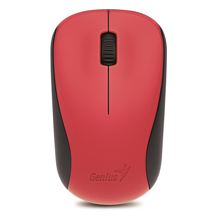 Genius NX-7000 Wireless Mouse, 2.4 GHz with USB Pico Receiver, Adjustable DPI levels up to 1200 DPI, 3 Button with Scroll Wheel, Ambidextrous Design, Red - IT Supplies Ltd