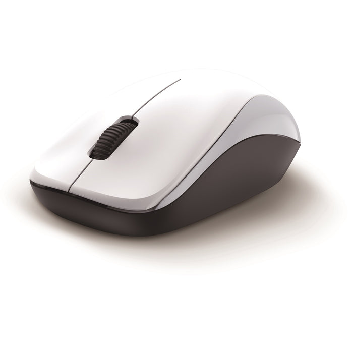 Genius NX-7000 Wireless Mouse, 2.4 GHz with USB Pico Receiver, Adjustable DPI levels up to 1200 DPI, 3 Button with Scroll Wheel, Ambidextrous Design, White - IT Supplies Ltd