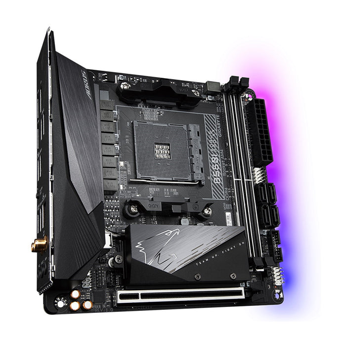 The Gigabyte B550I AORUS PRO AX Mini-ITX motherboard AMD AM4, DDR4, Wi-Fi 6, 2.5GbE LAN, USB-C, DisplayPorts, and HDMI