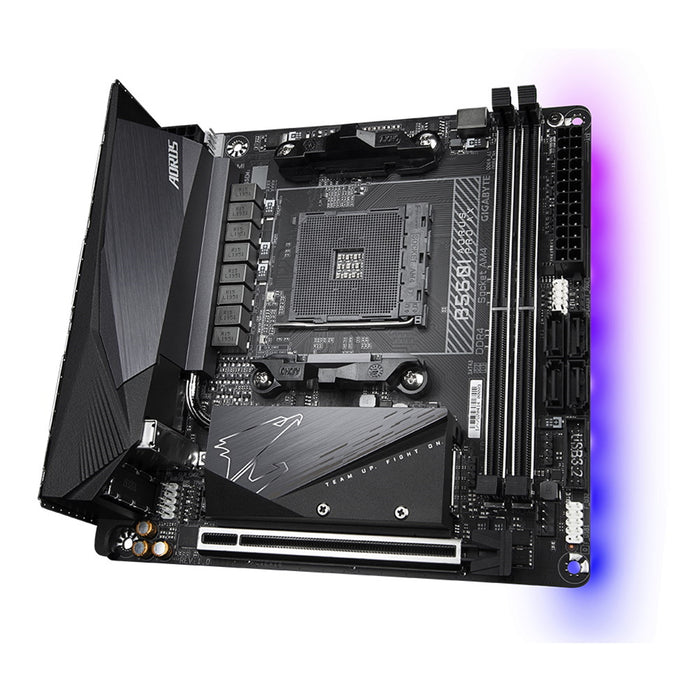 The Gigabyte B550I AORUS PRO AX Mini-ITX motherboard AMD AM4, DDR4, Wi-Fi 6, 2.5GbE LAN, USB-C, DisplayPorts, and HDMI