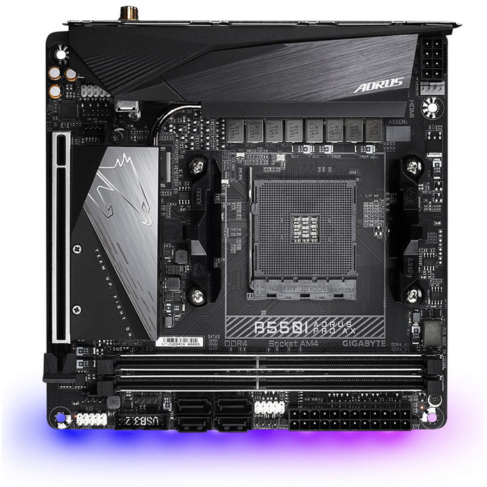 The Gigabyte B550I AORUS PRO AX Mini-ITX motherboard AMD AM4, DDR4, Wi-Fi 6, 2.5GbE LAN, USB-C, DisplayPorts, and HDMI