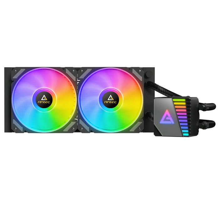 ANTEC Symphony 240 AiO Liquid CPU Cooler, Universal Socket, 240mm Radiator, PWM 1600RPM Cooling Fans, Addressable RGB LED Lighting with Chromatic ARGB Lighting Pump Head