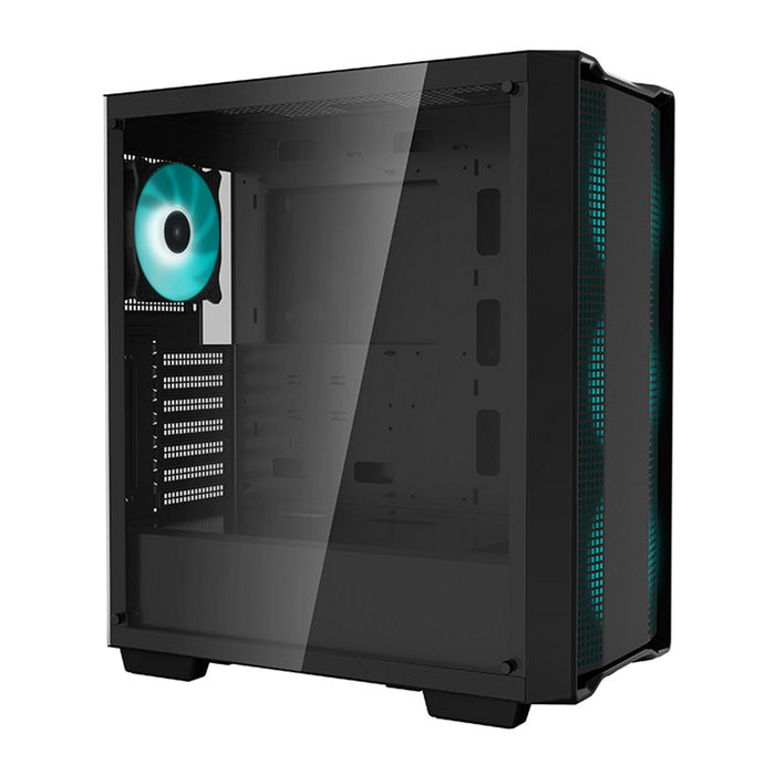 DeepCool CC560 Case, Gaming, Black, Mid Tower, 1 x USB 3.0 / 1 x USB 2.0, Tempered Glass Side Window Panel, DeepCool Blue LED Fans, ATX, Micro ATX, Mini-ITX - IT Supplies Ltd