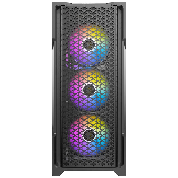 ANTEC AX90 Case, Black, Mid Tower, 1 x USB 3.0 / 2 x USB 2.0, Tempered Glass Side WIndow Panel, Diamond-Shaped Mesh Front Panel for Excellent Cooling Performance, 4 x Addressable RGB Fans Included with Hub - IT Supplies Ltd