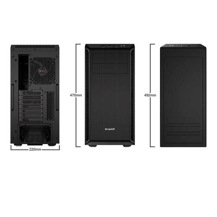 be quiet! Pure Base 600 Case, Black, MId Tower, 2 x USB 3.2 Gen 1 Type-A, 3 x Pure Wings 2 Black PWM Fans Included, Completely Sound Insulated - IT Supplies Ltd