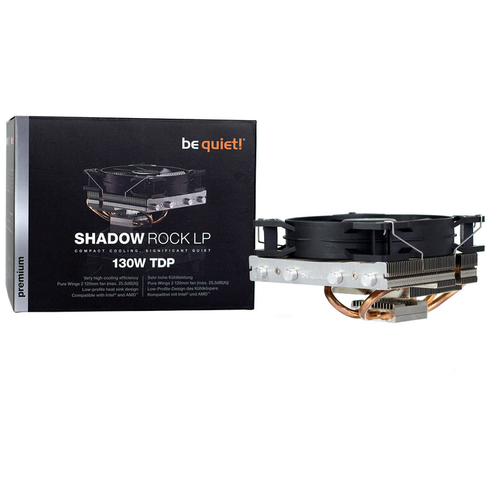 be quiet! Shadow Rock LP Fan CPU Cooler, Universal Socket, Pure Wings 2 120mm PWM Black Cooling Fan, 1500RPM, 4 Heat Pipes, Intel LGA 1700 & AMD AM5 Compatible - IT Supplies Ltd