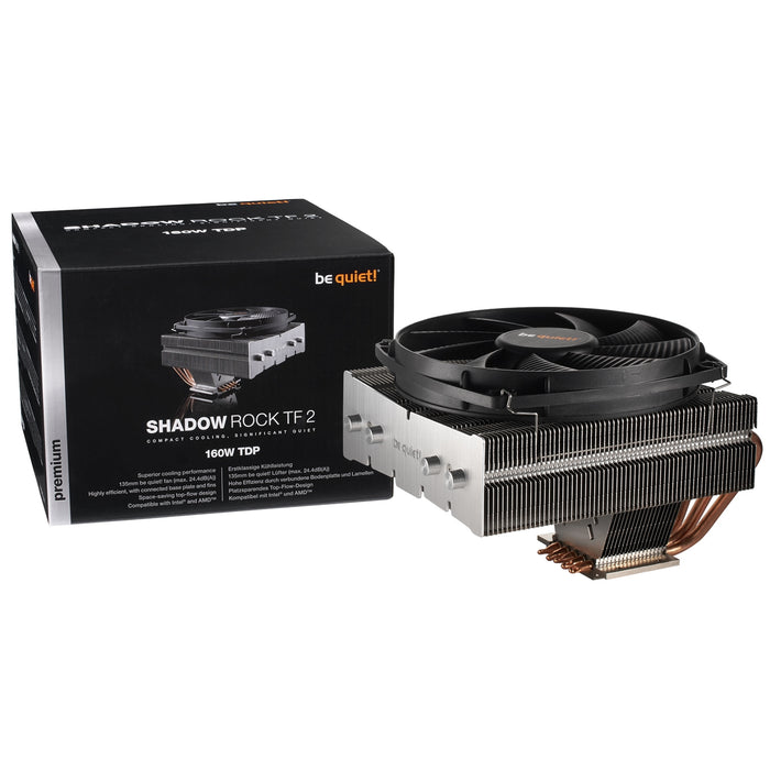 be quiet! Shadow Rock TF 2 Fan CPU Cooler, Universal Socket, Silence-Optimized 135mm PWM Black Cooling Fan - IT Supplies Ltd