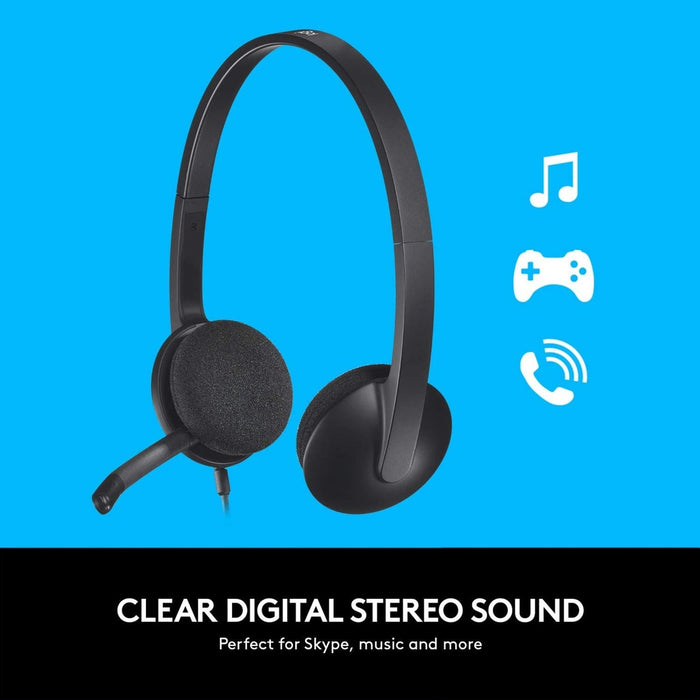 H340 Stereo Headset USB Plug-and-Play with Noise-Cancelling Mic - IT Supplies Ltd