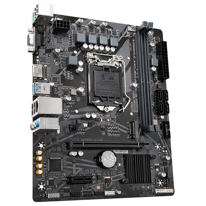 Gigabyte H510M H V2 Motherboard, Intel Socket 1200, Micro ATX, 8-Channel HD Audio, 1 PCIe 3.0 x16, 1 PCIe 3.0 x4 M.2, HDMI 1.4, D-Sub, Smart Fan 5 - IT Supplies Ltd