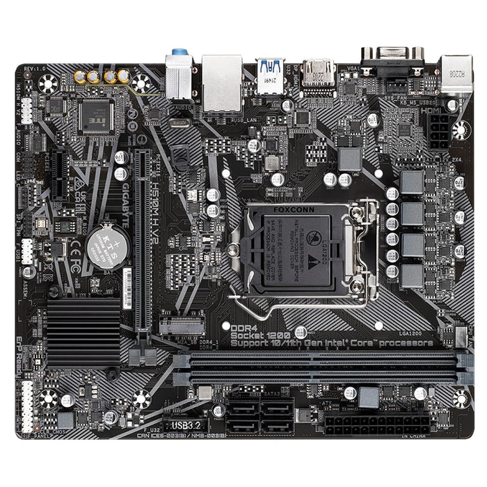 Gigabyte H510M H V2 Motherboard, Intel Socket 1200, Micro ATX, 8-Channel HD Audio, 1 PCIe 3.0 x16, 1 PCIe 3.0 x4 M.2, HDMI 1.4, D-Sub, Smart Fan 5 - IT Supplies Ltd