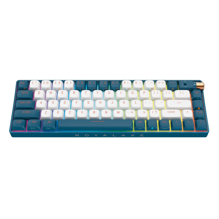 Royalaxe R68 Hot Swappable Mechanical Keyboard, 60% TKL Design, 67 Keys, 2.4GHz, Bluetooth 5.0 or Wired Connection, TTC Golden-Pink Switches, RGB, Windows and Mac Compatible, UK Layout - IT Supplies Ltd