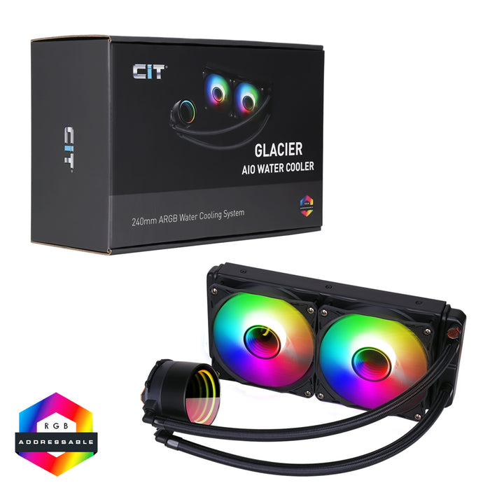 CIT PRO Glacier 240mm ARGB AIO Water Cooler Liquid Cooling System - IT Supplies Ltd