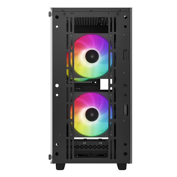 DeepCool CC360 ARGB, Black, Mini Tower Chassis w/ Tempered Glass Window, 3x 120mm ARGB Fans, USB 3.0, mATX/mITX - IT Supplies Ltd