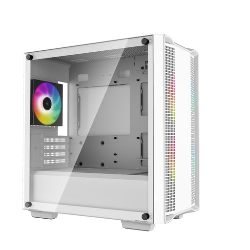 DeepCool CC360 ARGB WH, White, Mini Tower Chassis w/ Tempered Glass Window, 3x 120mm ARGB Fans, USB 3.0, mATX/mITX - IT Supplies Ltd