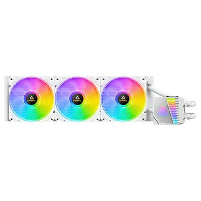 ANTEC Symphony 360 AiO Liquid CPU Cooler, Universal Socket, White, 360mm Radiator, PWM 1600RPM Cooling Fans, Addressable RGB LED Lighting with Chromatic ARGB Lighting Pump Head - IT Supplies Ltd