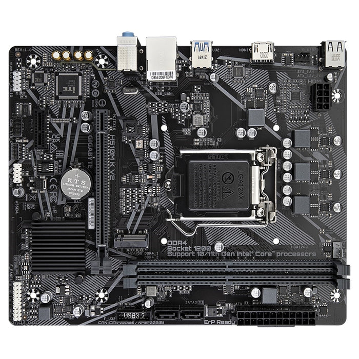 Gigabyte H510M K V2 Motherboard, Intel Socket 1200, Micro ATX, High Definition Audio, 1 PCIe 4.0 x16, 1 PCIe 3.0 x1, 1 PCIe 3.0 x4 M.2, HDMI 1.4, Q Flash - IT Supplies Ltd