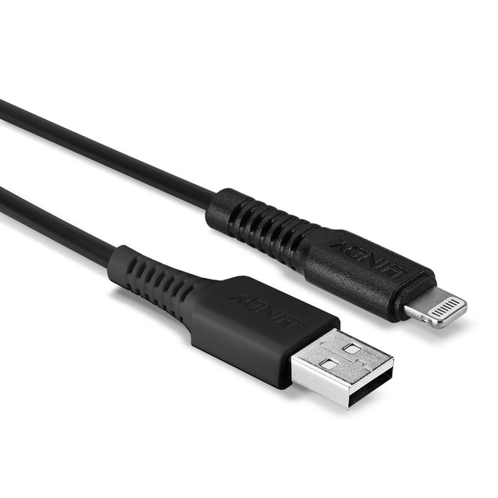 LINDY 31319 0.5m USB to Lightning Cable, Black - IT Supplies Ltd