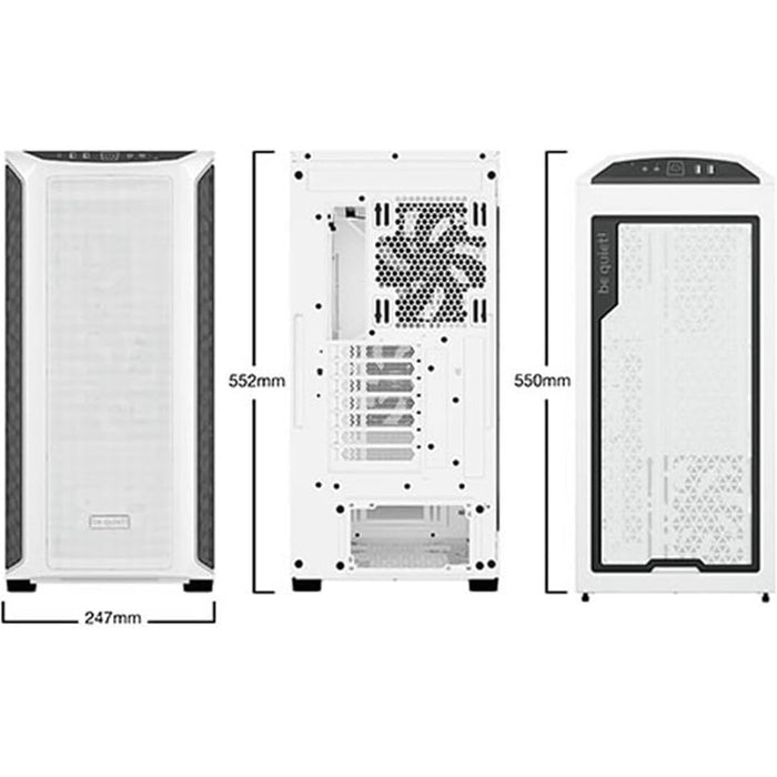 be quiet! Shadow Base 800 DX, White, Mid Tower w/ Tempered Glass Window, 3x 140mm Fans, USB 3.2 Gen2,E-ATX/ATX/mATX/mITX - IT Supplies Ltd