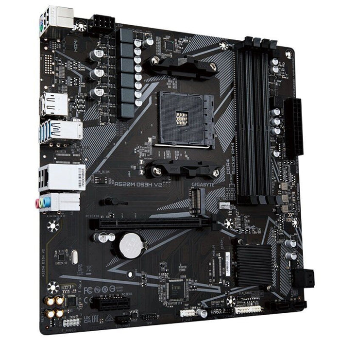 Gigabyte A520M DS3H V2 Motherboard, AMD Socket AM4, Micro ATX, DDR4, Pure Digital VRM, High Quality Audio, Gaming LAN, PCIe 3.0 x 4 M.2, RGB Fusion 2.0, DVI/HDMI/DisplayPort - IT Supplies Ltd