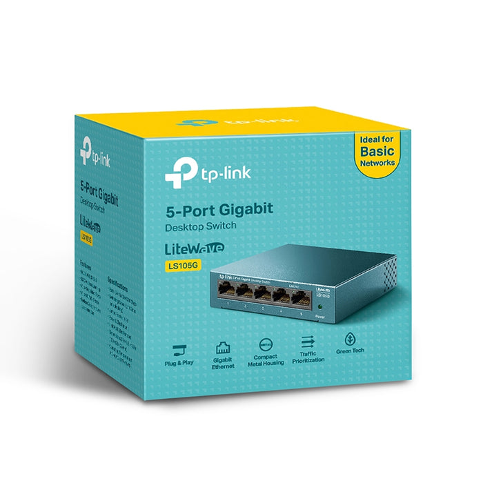 TP-Link LiteWave LS105G 5-Port 10/100/1000Mbps Metal Gigabit Desktop Network Switch