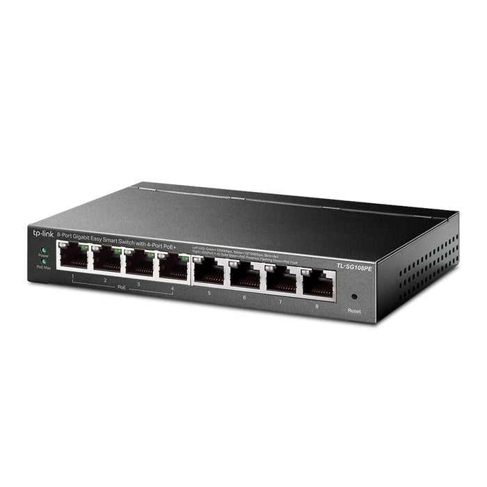 TP-Link TL-SG108PE 8-Port Metal Gigabit Easy Smart Switch with 4-Port PoE+ (64W)