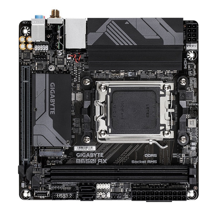 Gigabyte B650I AX DDR5 Motherboard, AMD Ryzen 7000 AM5, Mini ITX, 1 x PCI Express x16 slot, supporting PCIe 4.0 and running at x16, Realtek 2.5GbE LAN, HDMI/DisplayPort - IT Supplies Ltd