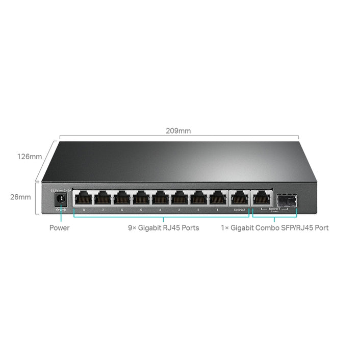 TP-Link TL-SG1210MPE 10-Port Metal Gigabit Easy Smart Switch with 8-Port PoE+ (123W)