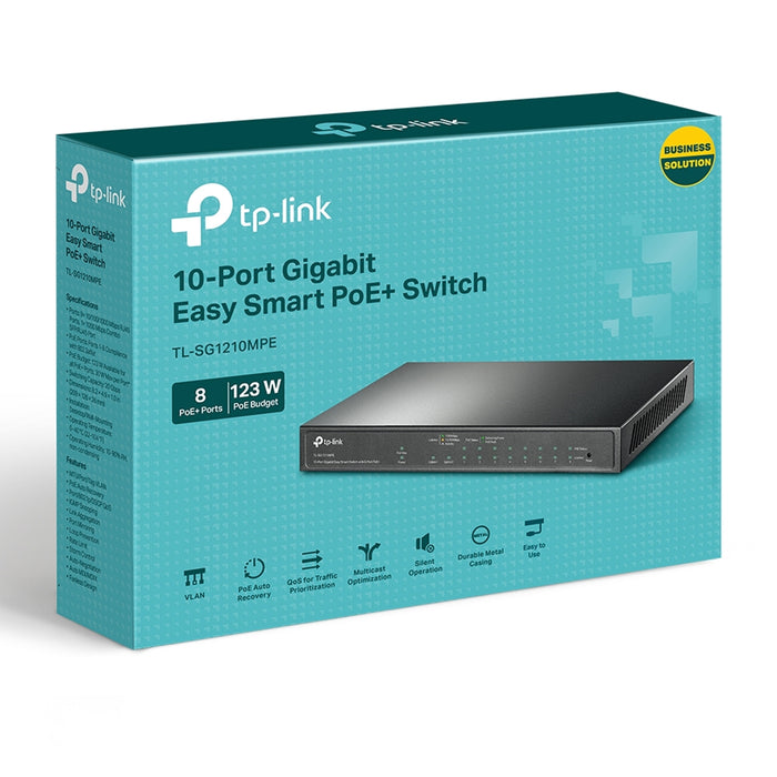 TP-Link TL-SG1210MPE 10-Port Metal Gigabit Easy Smart Switch with 8-Port PoE+ (123W)