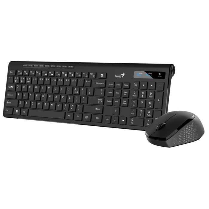 Genius SlimStar 8230 Blutooth 5.3 and 2.4GHz Wireless Keyboard and Mouse Set, 12 Multimedia Function Keys, Full Size UK Layout, Optical Sensor Mouse, 1200dpi, Connect up to 3 devices simultaneously - IT Supplies Ltd