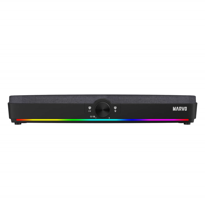 Marvo Scorpion SG-286 Bluetooth 5.3 Soundbar, Stereo Sound, USB Powered, Connect Wired, USB or Bluetooth, 7 Colour RGB Lighting, Volume Control, Black - IT Supplies Ltd