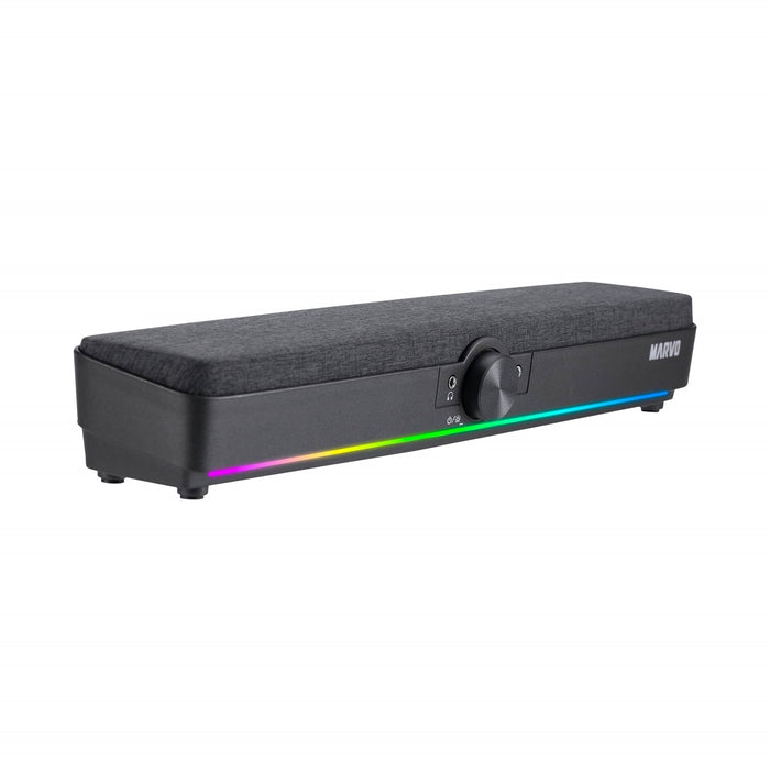 Marvo Scorpion SG-286 Bluetooth 5.3 Soundbar, Stereo Sound, USB Powered, Connect Wired, USB or Bluetooth, 7 Colour RGB Lighting, Volume Control, Black - IT Supplies Ltd