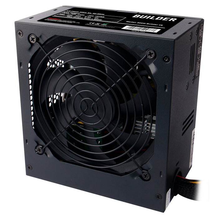 Builder Series 500W PSU with 12cm Cooling Fan - Black Edition, High-Efficiency PFC Certified CE Compliant - IT Supplies Ltd