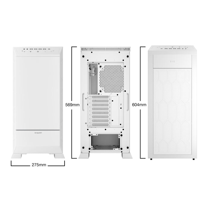 be quiet! Dark Base Pro 901 Full Tower Gaming PC Case, White, 4x USB 3.2 Type A, Interchangeable Top Cover and Front Panel, Touch Sensitive I/O, 3x Silent Wings 4 PWM Fans, ARGB Lighting - IT Supplies Ltd