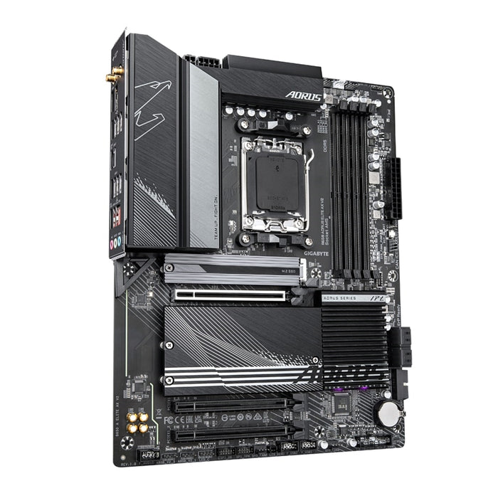 Gigabyte B650 AORUS ELITE AX V2 AMD AM5 Socket Motherboard, ATX, 4x DDR5 Slots, 3x M.2 Sockets, 1x USB-C Port, Fitted I/O Shield, Wi-Fi 6E, 1x Display Port 1.4 / 1x HDMI Ports - IT Supplies Ltd