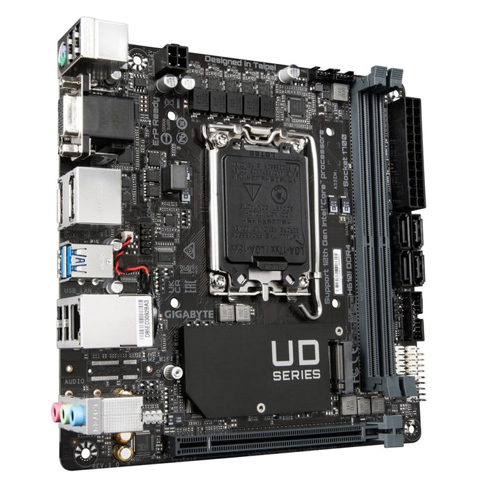 Gigabyte H610I DDR4 Ultra Durable Intel 1700 Socket Motherboard, Mini-ITX, 2x DDR4 Slots, 1x M.2 Socket, 1x D-Sub / 2x Display Ports 1.2 / 1x HDMI Port - IT Supplies Ltd