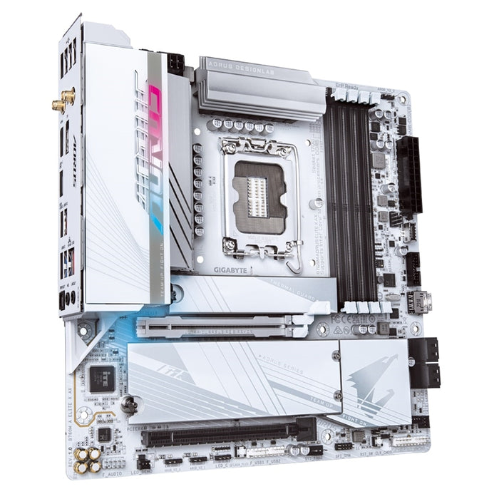 Gigabyte B760M AORUS ELITE X AX Intel 1700 Socket Motherboard, Micro-ATX, 4x DDR5 Slots, 2x M.2 Sockets, 1x USB-C Port, Fitted I/O Shield, Wi-Fi 6E, 1x Display Ports 1.2 / 2x HDMI Port - IT Supplies Ltd