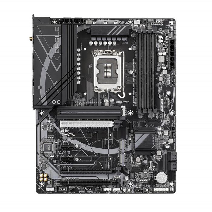 Gigabyte Z790 EAGLE AX Intel 1700 Socket Motherboard, ATX, 4x DDR5 Slots, 3x M.2 Sockets, 1x USB-C Port, Fitted I/O Shield, Wi-Fi 6E, 1x Display Port 1.2 / 1x HDMI Port - IT Supplies Ltd