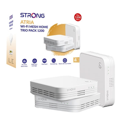 Strong MESHTRI1200UK AC1200 Whole Home Wi-Fi Mesh System (3 Pack) - 5,000sq.ft Coverage - IT Supplies Ltd