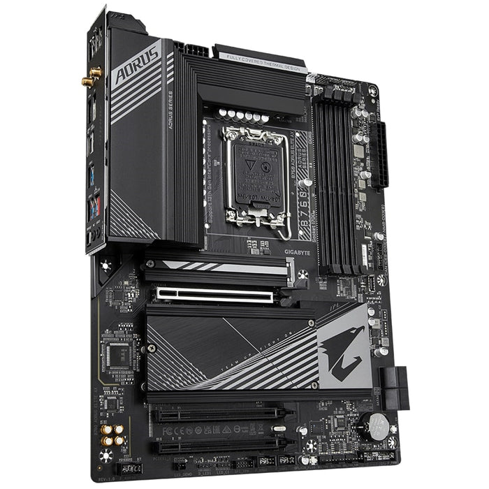 Gigabyte B760 AORUS ELITE AX Intel 1700 Socket Motherboard, ATX, 4x DDR5 Slots, 3x M.2 Sockets, 2x USB-C Port, Fitted I/O Shield, Wi-Fi 6E, 1x Display Port / 1x HDMI Port - IT Supplies Ltd