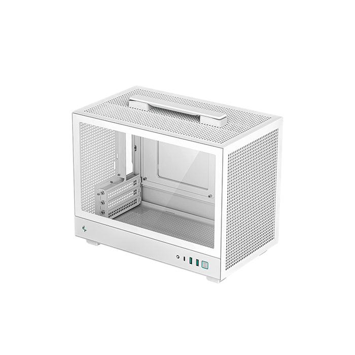 DeepCool CH160 Ultra-Portable Gaming Case White Micro Tower with Tempered Glass Side Window Panel, Advanced Cooling, USB 3.0/USB-C Ports, Pre-Installed Fans, Mini-ITX - IT Supplies Ltd