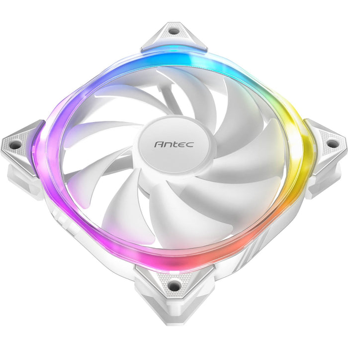 Antec Fusion Case Fan 120mm ARGB, White, Upto 2000RPM, 57.93CFM Airflow, 31.24dB Max, 4-pin PWM 3-pin LED - IT Supplies Ltd