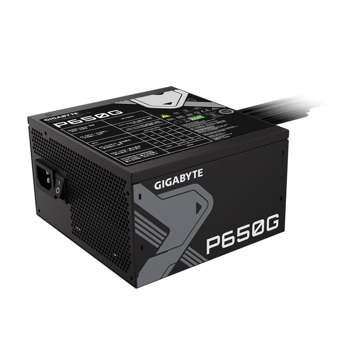 GIGABYTE P650G 650W PSU, 120mm Silent Hydraulic Bearing Fan, 80 PLUS Gold, Non Modular, UK Plug, 100% Japanese Capacitors, Single +12V Rail