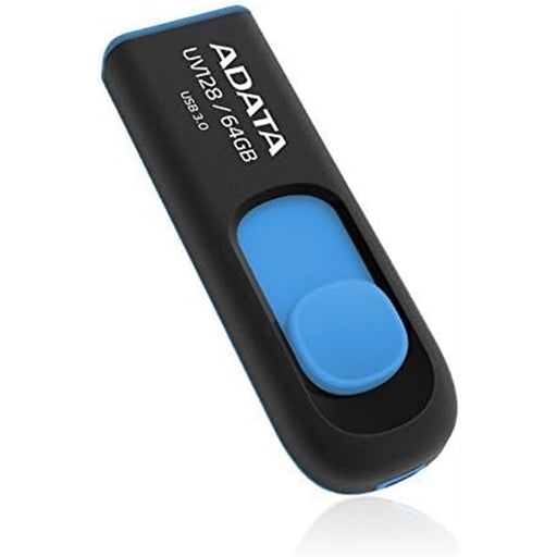 Adata UV128 64GB USB 3.2 Gen 1 Flash Drive, Capless Design, Black/Blue - IT Supplies Ltd