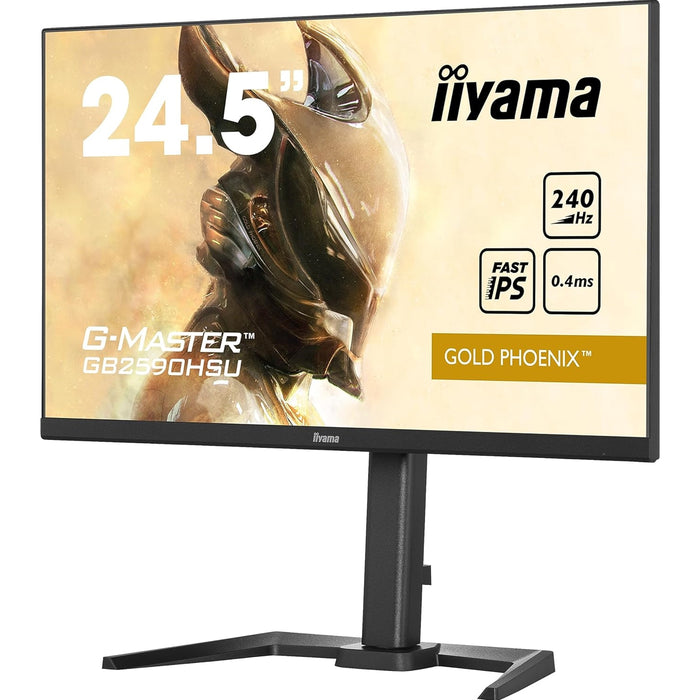 iiyama G-Master Gold Phoenix Gaming Monitor GB2590HSU-B5 24.5 Inch, Black, Ultra Slim Bezel, Full HD, 240Hz, 0.4ms, FreeSync, HDMI, Display Port, USB Hub, Int PSU, Height Adjustable, Pivot, VESA - IT Supplies Ltd