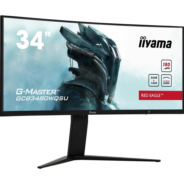 iiyama G-Master GCB3480WQSU-B1 34 Inch Red Eagle Ultra Wide Curved Gaming Monitor, Black, 3440x1440, 0.4ms, 180hz, FreeSync, HDMI, Display Port, USB Hub, Speakers, Int PSU, Height Adjustable, VESA - IT Supplies Ltd