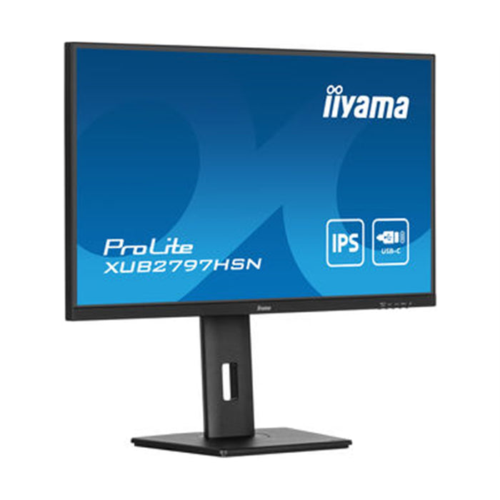 iiyama ProLite XUB2797HSN-B1 27 Inch Full HD IPS Monitor, Matte Black, USB-C Dock, RJ45, 100 Hz, 1x HDMI, 1x DisplayPort, 4x USB Hub, Speakers, Height Adjust, Pivot, VESA - IT Supplies Ltd