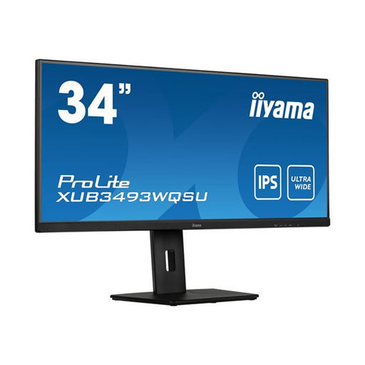 iiyama Prolite XUB3493WQSU-B5 34 inch IPS Monitor, Ultra Wide UWQHD, PIP, Freesync, 4ms, HDMI, DisplayPort, USB-Hub, 75Hz, Speakers, Black, Internal PSU, VESA, Height Adjust, Pivot - IT Supplies Ltd