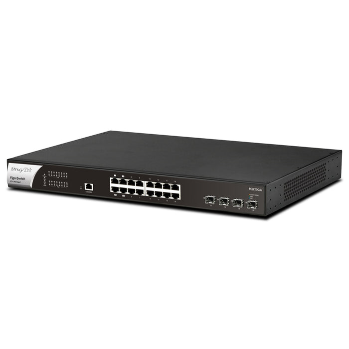 DrayTek VSPQ2200XB-K VigorSwitch PQ2200xb 16 Port 2.5 GbE POE+ Managed Layer 2+ Switch with 4x POE++ Ports and 4x 10GbE SFP+ Ports - IT Supplies Ltd