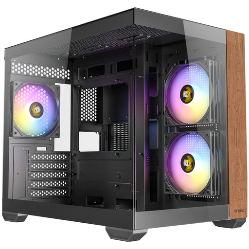 ANTEC CX600M Mini Tower Gaming Case, Black, 270 Full-View Tempered Glass with Exotic Wood, Up to 9 x 120 mm RGB Fans, 1 x USB 3.0 / 1 x USB Type-C, Micro ATX, ITX - IT Supplies Ltd