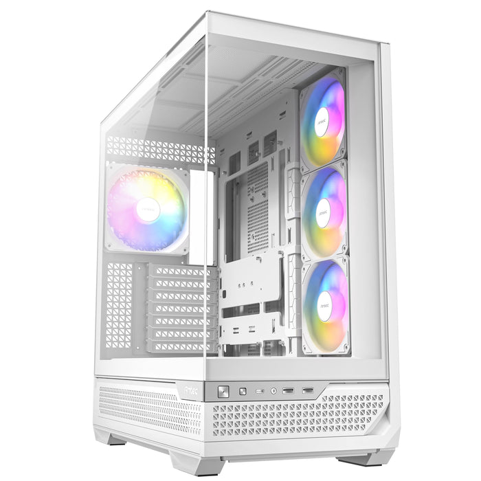 Antec C7 ARGB Mid Tower Tempered Glass PC Gaming Case - White, 3x 120mm & 1x 140mm ARGB Fans, USB 3.2 Gen2, EATX/ATX/mATX/mITX Support - IT Supplies Ltd